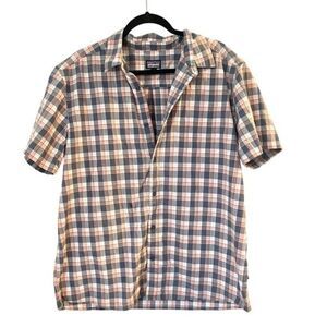 Patagonia button up men’s plaid A/C organic cotton short sleeve shirt xlarge